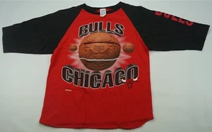 Rare VTG SCRIMMAGE Chicago Bulls Baseball Raglan T Shirt 90s Jordan Boys 10-12 - Picture 1 of 5