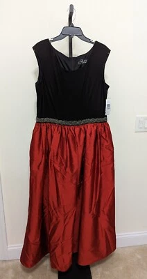 Vestido largo formal Alex Evenings para mujer negro/rojo con cuentas cintura talla 18 $199 Foto 1 de 4