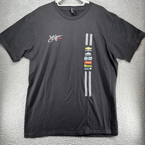 JOHN FORCE RACING Shirt Mens Extra Large Black NHRA Racing Sponsor Logos Cover