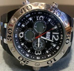 MARINEBLAU Armbanduhr Herren Naval Academy Ana/Digi Display Chronograph funktioniert USA US - Bild 1 von 18