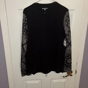New Beans And Bones Men’s Long Sleeve Bandana Style Paisley  Size M W/ Tags - Picture 1 of 7