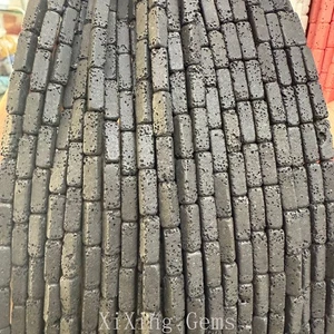 4x13 mm Schwarz Quader Röhrenförmig Natürliche Lava Vulkangestein Perlen für Schmuckherstellung - Bild 1 von 6