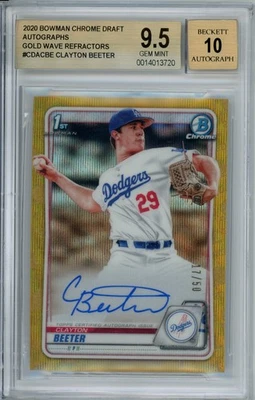 2020 BOWMAN DRAFT AUTO GOLD WAVE CLAYTON BEETER #/50 Beckett 9.5 - Image 1 of 2