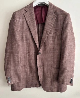 $2800 Abrigo/Blazer Deportivo Corneliani Sin Estructura Glen Check Lana Seda Lino - 42 Foto 1 de 4