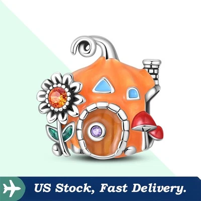 KUNSIR 925 Sterling Silver Pumpkin Bead Charm For Bracelet or Necklace DIY Gifts - Image 1 of 4