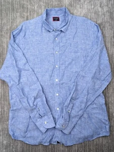 Untuckit 100% Linen Mens XL Long Sleeve Button Up Shirt Lightweight Blue - Picture 1 of 9