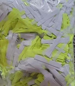 Confetti Flame Proof 2 pounds random cut UV reflective white & lime - Picture 1 of 3