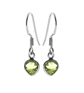peridot pear drop earrings solid sterling silver Natural stone small 6 x 6mm. - Picture 1 of 3