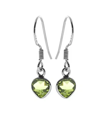 peridot pear drop earrings solid sterling silver Natural stone small 6 x 6mm. - Image 1 of 3