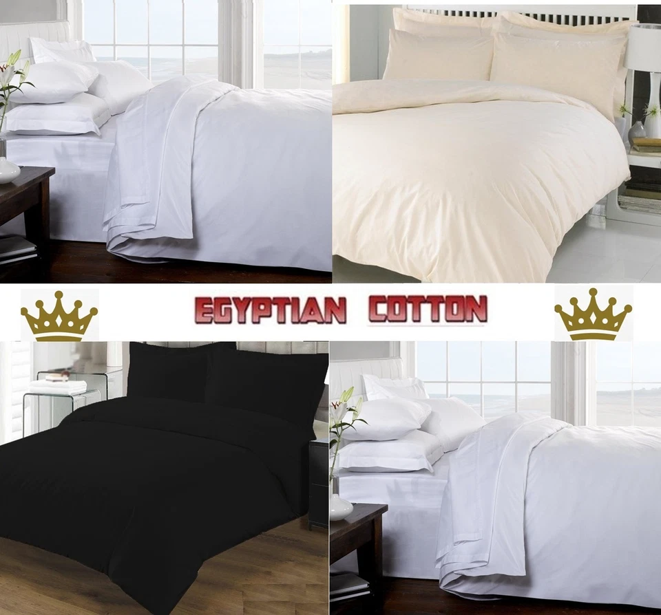 100% EGYPTIAN COTTON 3PC DUVET COVER SET IN SINGLE DOUBLE KING & SUPER KING SIZE