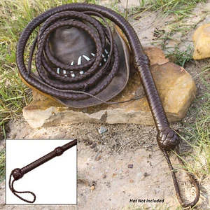 8ft Handcrafted Genuine Leather Bullwhip Whip Indiana Jones Cowboy + Wrist Strap - Picture 1 of 3