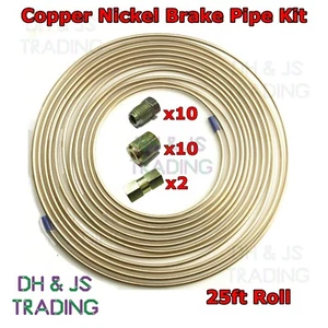 Copper Nickel Brake Pipe Hose Kit 25ft 10 Male & 10 Female Nuts Joint 3/16 Union - Picture 1 of 1
