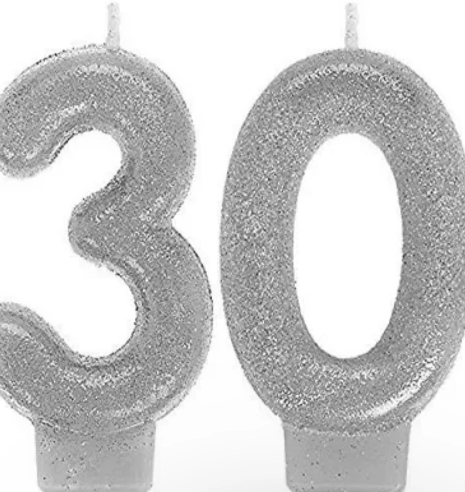 Velas numéricas Amscan, 30 velas plateadas Foto 1 de 1