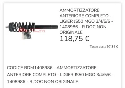 J&S AMMORTIZZATORE ANTERIORE LIGIER JS50 DAL 2018 MICROCAR MGO 3 4 5 6 1408986