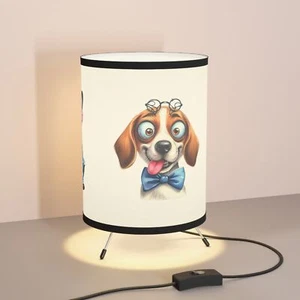 Fun Dog Cartoon Art Kids Room Tripod Lamp, Rustic Home Decor, Light Fixture, - Picture 1 of 7