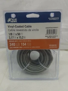 Blue Hawk 50-ft Weldless Galvanized-Vinyl Coated Steel Cable 1/8" x 50' 340 lb - Picture 1 of 1