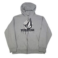 Volcom Vintage Hoodie Sweatshirt Mens Large Gray Y2K Skate Grunge Full Zip  