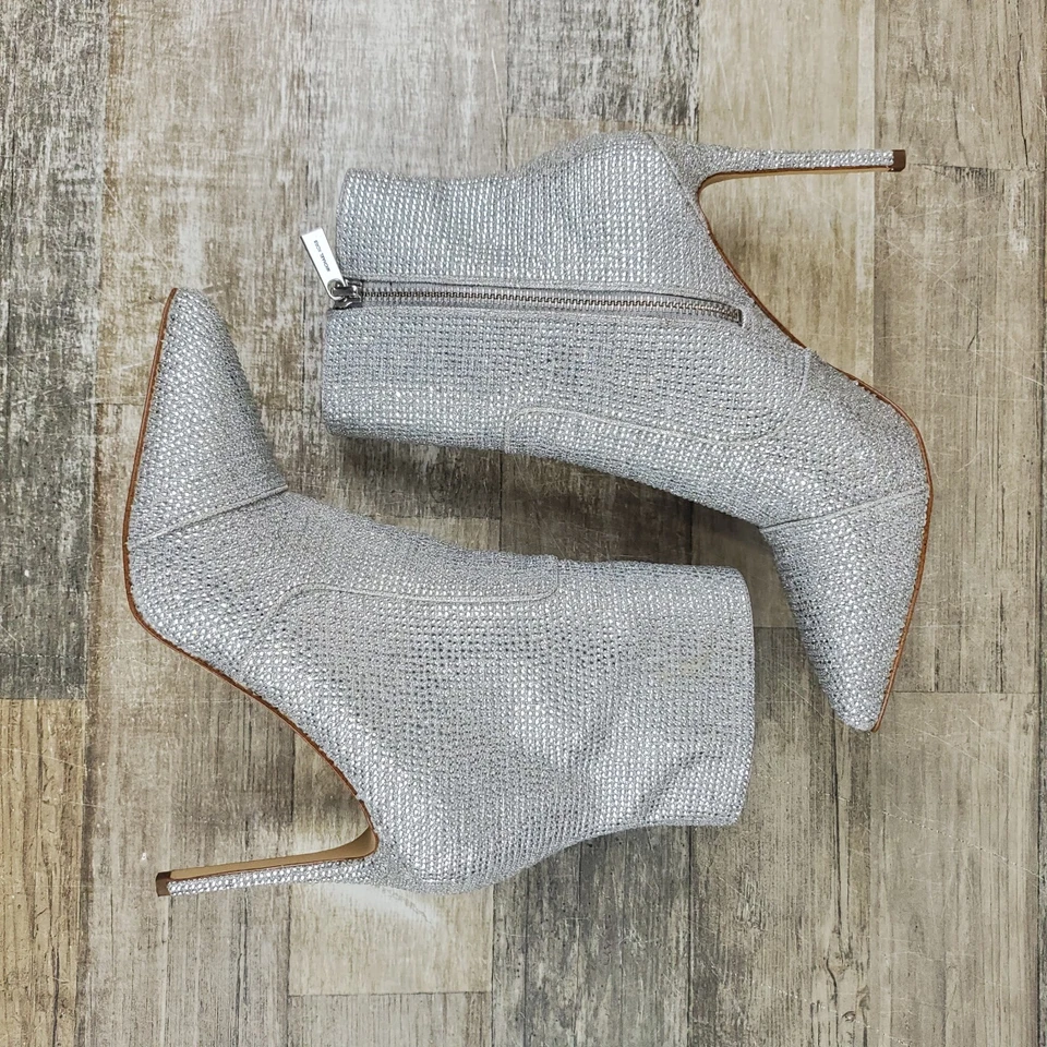 MICHAEL Michael Kors 水钻 Rue 细高跟靴 8 码银色短靴 — 第 1/4 张图片