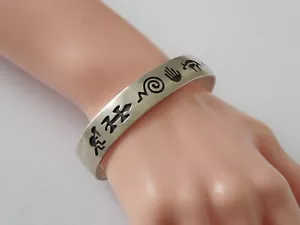 Brazalete Plata 925 Estilo Hopi Joyería India Ajustable 27,2 g/Ancho 1,3 cm - Imagen 1 de 11