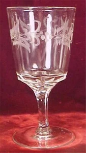 Mitchell Goblet Duncan & Sons Fern & Berry Engraved EAPG Clear 1875 Antique - Picture 1 of 4