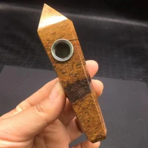 SELTENE natürliche Gold Haar Jade Quarz Kristall Stab Rauchen Pfeifen Tabak Heilung - Bild 1 von 7