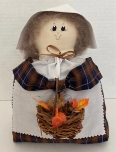 Thanksgiving Pilgrim Granny Stuffed Weighted Figurine Table Decor - Bild 1 von 6