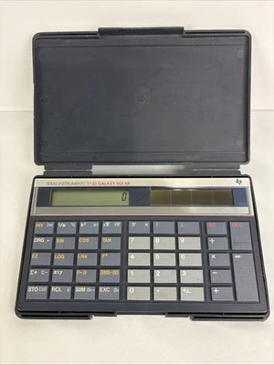 Vintage 1984 Texas Instruments TI-35 Galaxy Solar Calculator with Case Works - Image 1 of 4