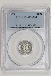 1879 PROOF THREE CENT NICKEL PCGS PR65 CAMEO - VERY PQ! - Picture 1 of 2