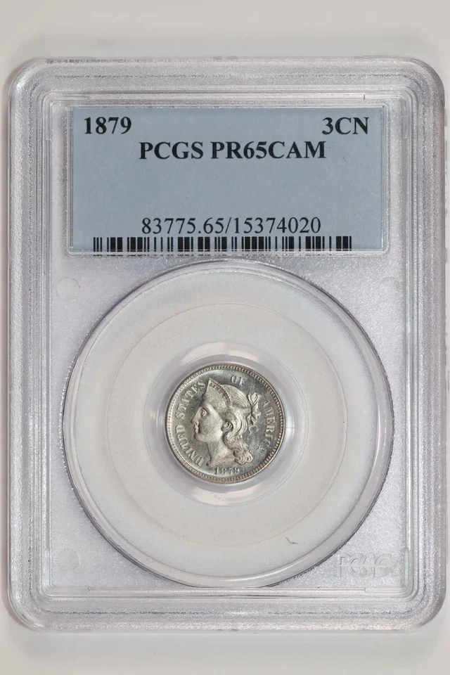 1879 PROOF THREE CENT NICKEL PCGS PR65 CAMEO - VERY PQ! - Image 1 of 2