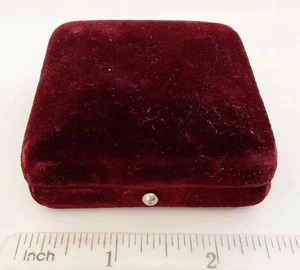 Antique Burgundy Velvet Jewelry Box - Picture 1 of 5