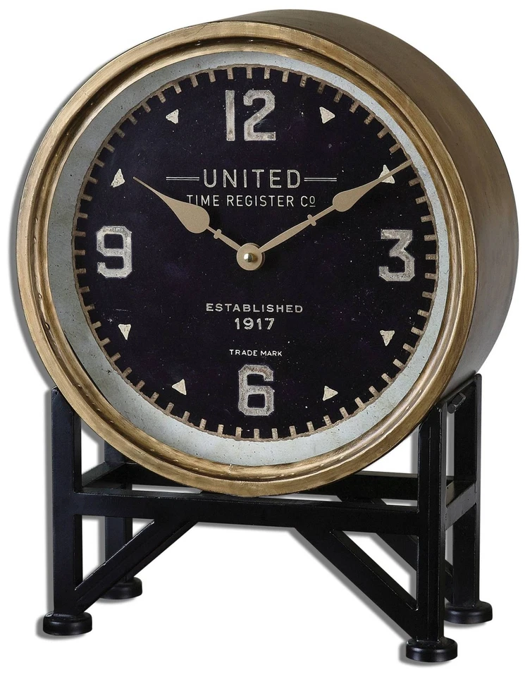 Uttermost Shyam Vintage Brass 16" High Table Clock - Image 1 of 1