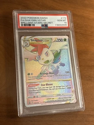 Pokemon Brilliant Stars Shaymin VStar 173/172 Secret Rare Rainbow Holo PSA 10 - Image 1 of 2