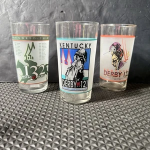 Vtg Kentucky Derby Drinking Glass Cups (121,122,132) Horse Racing Tumblers - Picture 1 of 18