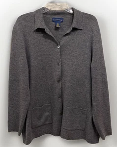 Charter Club 100% Wool Gray Button Down Cardigan Pockets Women’s Size XL  VTG - Picture 1 of 8