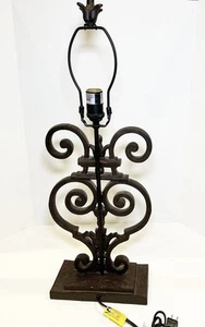 Pottery Barn Sabina Bedside Lamp in Rustic Aged Bronze w/Scroll Design NEW - Picture 1 of 1