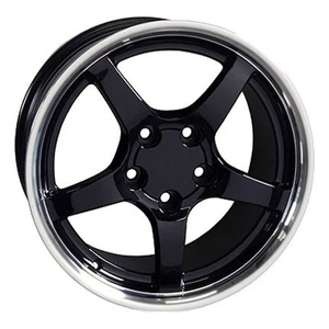 18" Black w/Mach"d Lip Wheel [18x9.5] fit for Corvette C5 - Deep Dish Style Rim  - Picture 1 of 3