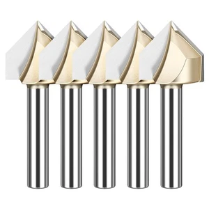 Brocas de grabado CNC 5 piezas brocas de enrutador ranura en V de 90 grados 1/4 vástago 2 flautas carbi... - Imagen 1 de 7