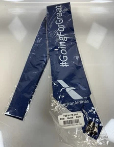 "Nueva corbata azul Twinhill envolvente de fábrica con logotipo de seda 57"" American Airlines Tie Pilot" - Imagen 1 de 10