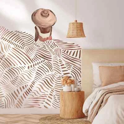 Fototapete Grafisch Frau Aquarelltoptik Streifen Weiß Braun 81643 (5,10€/1qm) - Bild 1 von 2