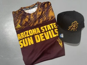 Lot of 2 Men’s Arizona State Sun Devils Large Adidas Tee & Black Hat Combo Pack - Picture 1 of 1