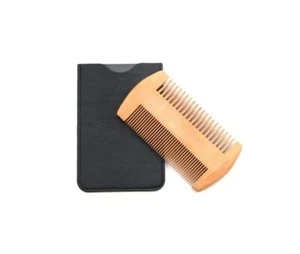 Peach wood beard care combs with PU case two sides tooth wooden combs brushes - Picture 1 of 7