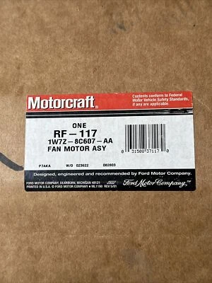 Conjunto de motor ventilador de refrigeración del motor NOS Motorcraft RF-117 / 1W7Z8C607AA Foto 1 de 2