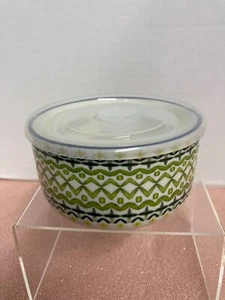 Blue & Green Signature Housewares Incorp Stoneware Dish Microwavable Bowl &Lid - Picture 1 of 9
