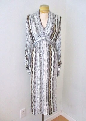 Vestido Anthropologie Ella Moss Azul Ondulado Serpiente Jersey Tejido Caftán Corbata XS Foto 1 de 4