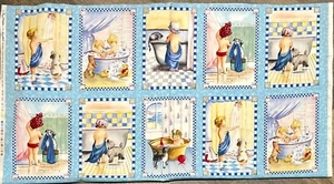 Bath time by Faye Whitaker for Elizabeth's Studio Cotton Fabric Panel 23x43 - Picture 1 of 2