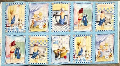 Panel de tela de algodón Bath Time de Faye Whitaker para Elizabeth's Studio 23x43 Foto 1 de 2