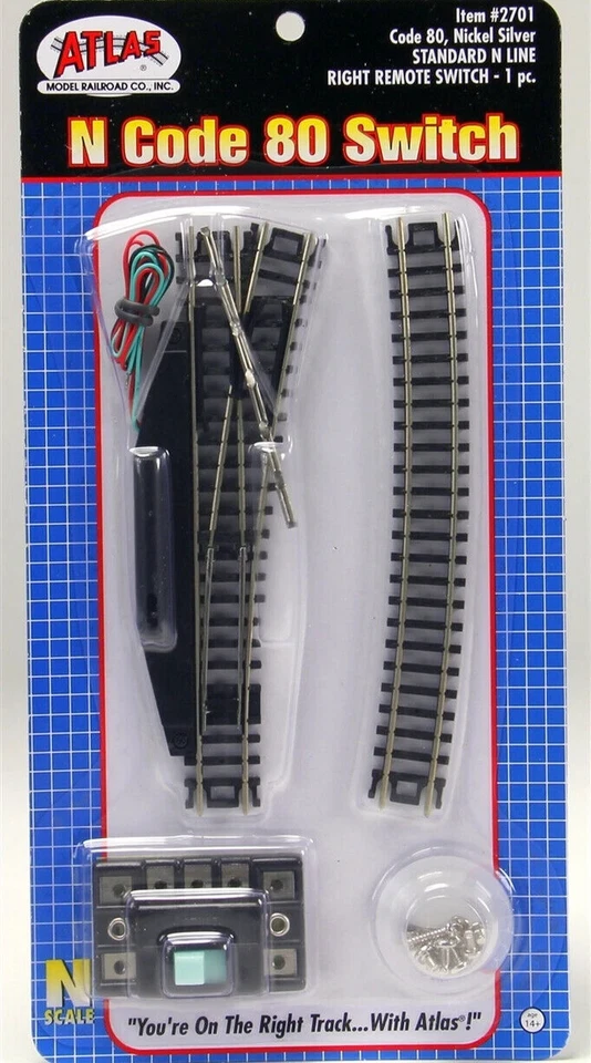 Atlas N Scale ~ Code 80 Track ~ New ~ Remote Right Hand Switch Turnout ~ 2701 - Image 1 of 1