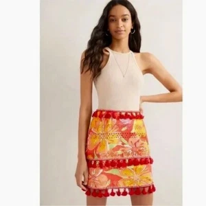 NWT!! Anthropologie VERB by Pallavi Singhee Electra Eyelet Mini Skirt Tassels XL - Picture 1 of 17