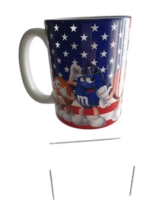 M&Ms Stars & Stripes Mug M&Ms World Mars Inc 2013 US Flag 12cm Height 8.5cm Dia - Picture 1 of 14