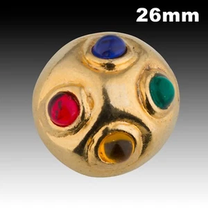 Pulsante a cupola vintage in metallo dorato con cabochon in vetro 4 colori 26 mm 40022003 - Foto 1 di 2
